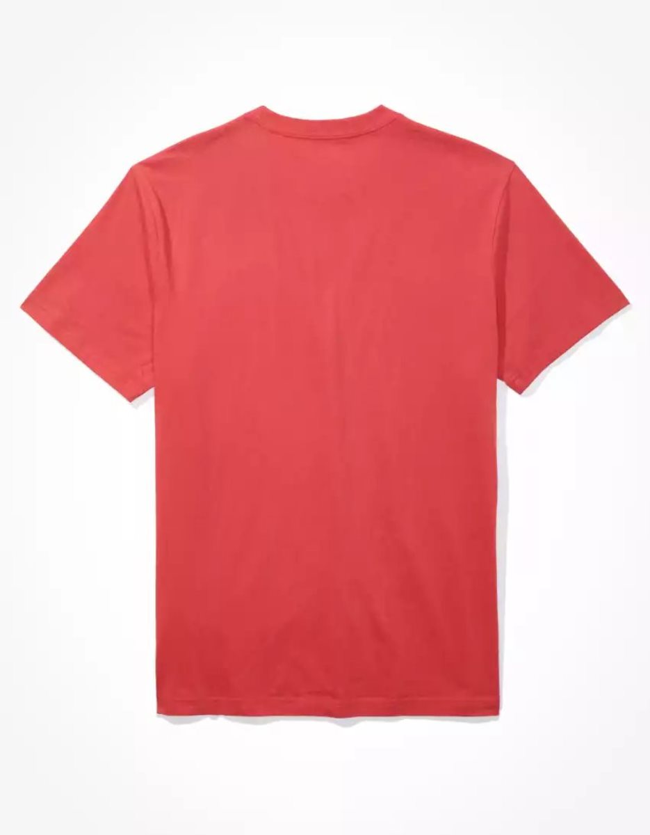 T Shirt Graphique American Eagle AE Super Soft Logo Rouge Homme | BNA-52362169